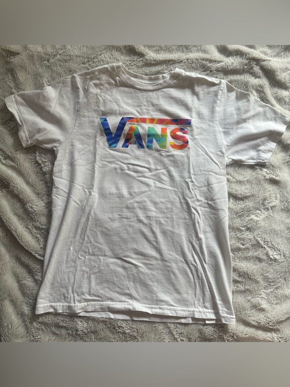 Vans White Tee with Rainbow Logo